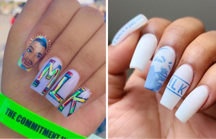 Check out this artistic Martin Luther King Jr. nail inspo
