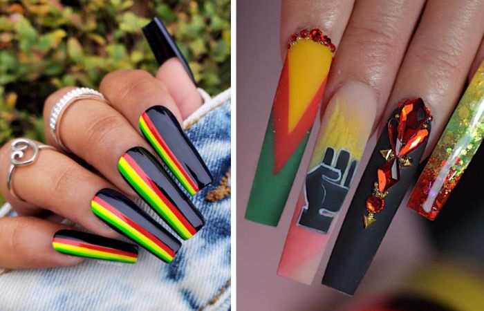 Check out this inspiring Juneteenth nail art inspo